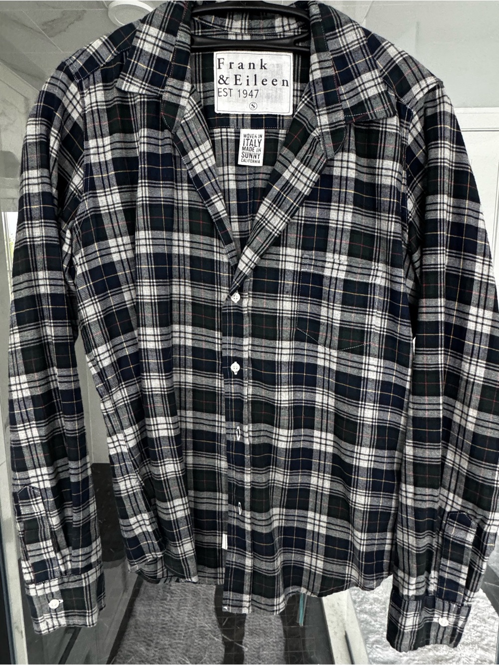 Frank & Eileen Black, White & Navy Plaid Casual Button-Down Shirt